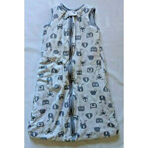 First Wish Baby Sleeping Bag Gray Animals Puffed Cotton Shell Zip Up Size 6-18 M